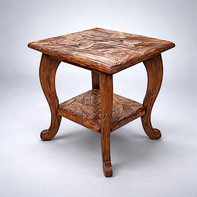 Antique Japanese Carved Fruitwood Side Table from Liberty of London, 1930s For Sale - Image 13 of 13