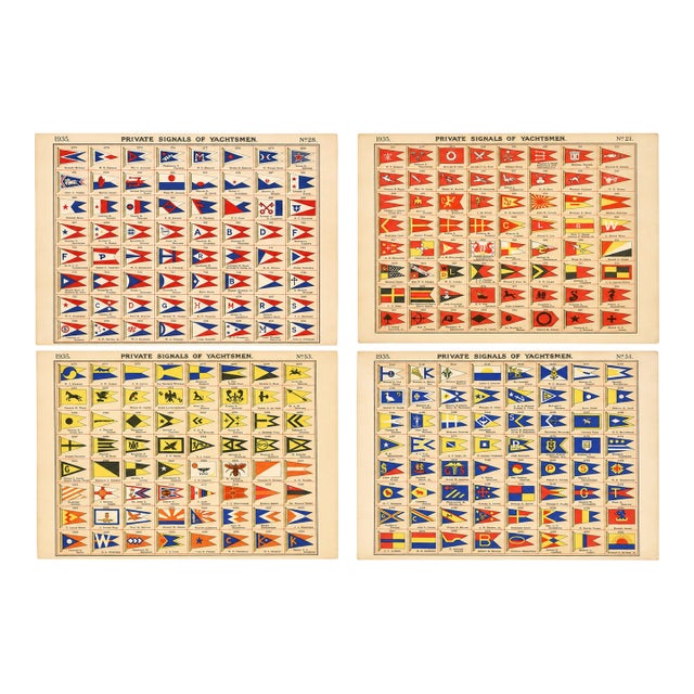 Original Lloyd's Register of Yachts "Private Signals of Yachtsmen" Reference Pages – Set of 4 – Year 1935 Group A For Sale