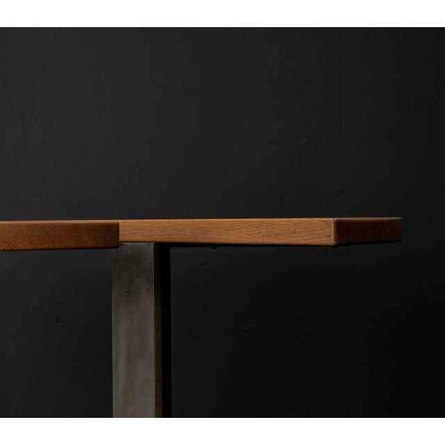 Steel and Oak Console Table, 1980s, Set of 2 For Sale - Image 17 of 18