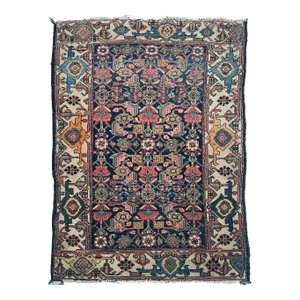 Mid 20th Century Herati with Turtle Serapi Border Rug 3.8 x 5.3