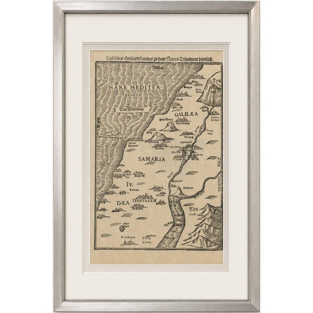 Black Holy Land Woodcut Map by Heinrich Bünting, 1581 For Sale - Image 8 of 9