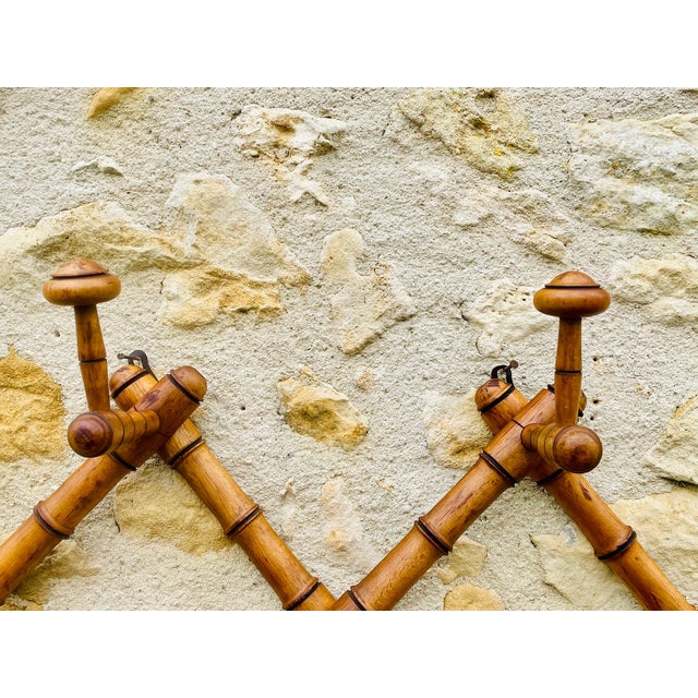 Wall-Mounted Turned Wood Folding Coat Rack, 1920s For Sale - Image 9 of 18