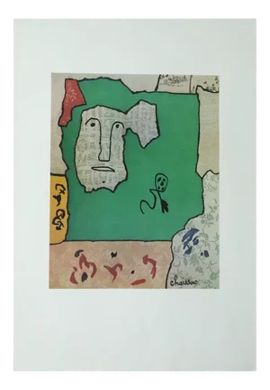 Gaston Chaissac, Composition with Face, 1960s, Lithograph, Framed