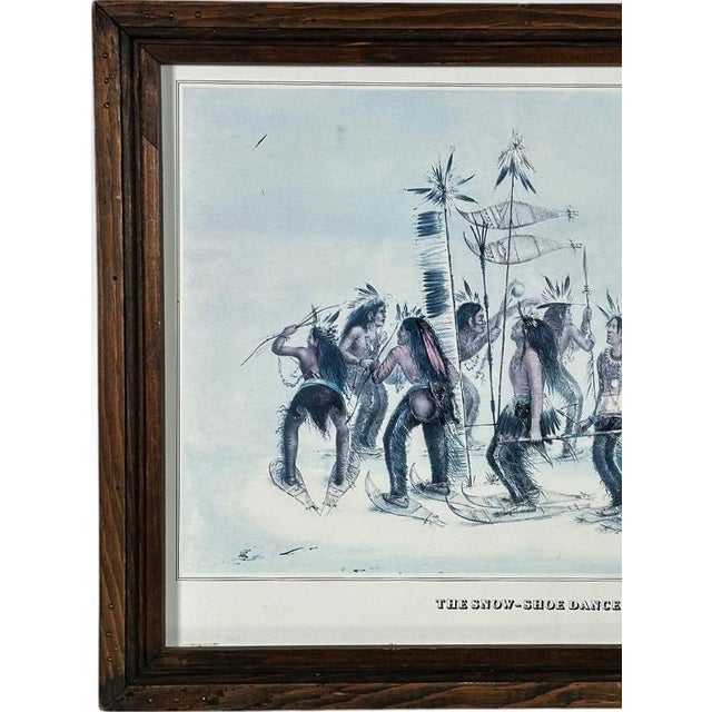 Realism Vintage 1979 George Catlin the Snow Shoe Dance Framed Americana Portfolio Print For Sale - Image 3 of 12