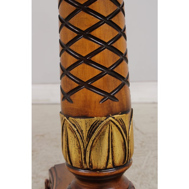 Gorgeous Burl Wood Inlaid Round Accent Table For Sale - Image 15 of 16