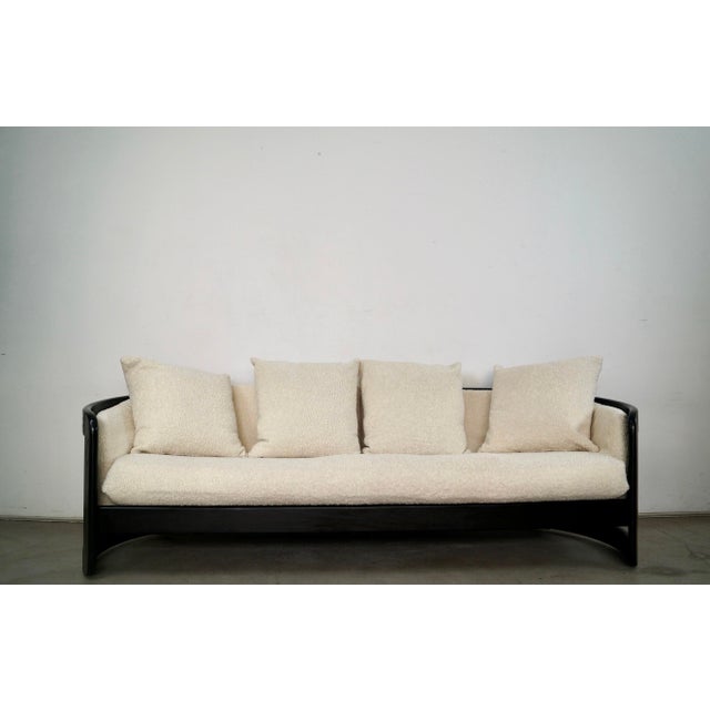 Mid-Century Modern 1970’s Mid-Century Modern Solid Oak Spindle Back Barrel Lounge Sofa by Howard Furniture For Sale - Image 3 of 12