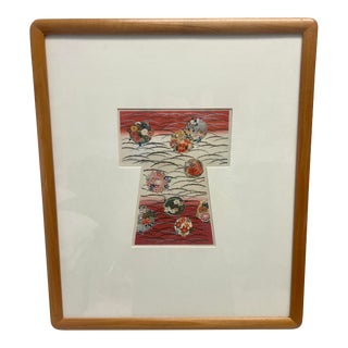 Antique Hand Drawn Colored Pattern for Japanese Kimono For Sale