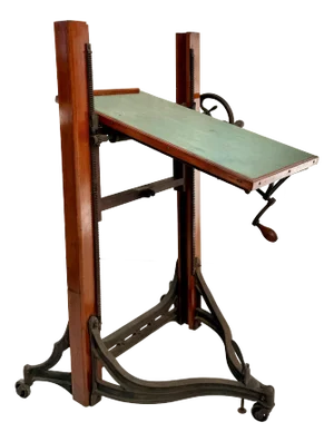 Antique Camera Stand Height Adjustable Cast Iron and Wood