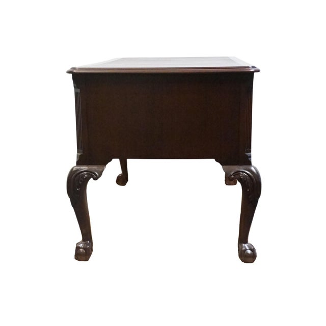 Hekman Furniture Solid Mahogany Traditional Chippendale Style 58" Writing Desk W. Tooled Leather Top For Sale - Image 12 of 12