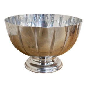 Vintage Silver Toned Scalloped Rim Pedestal Bowl