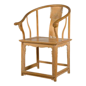 Early 20th Century Ming Style Chinese Wood Horseshoe Armchair with Carved Splat & Apron