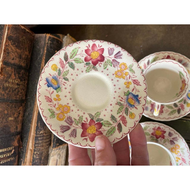 English Set of Five (5) Vintage Mason’s English Demitasse and Saucers For Sale - Image 3 of 10