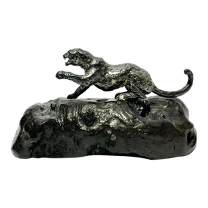 Patrick Mavros Medium Sterling Silver Leopard on Blackwood Base