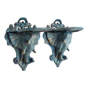 Mid 20th Century Pair of Cast Iron Elephant Victorian Style Brackets Accent Wall Shelves