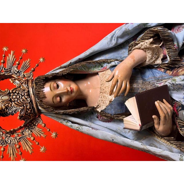 Our Lady of Sorrows Head and Legs with Silver Crown, 19th Century For Sale - Image 11 of 14
