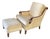 Neoclassical Armchair With Tassel Carved Arm & Ottoman For Sale