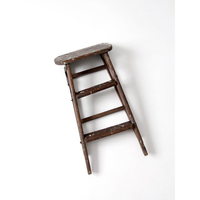 Antique Wood Step Ladder Stool For Sale - Image 15 of 15