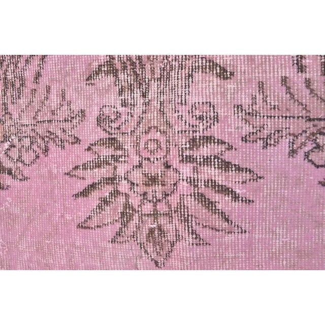 Turkish Pink Pastel Hand Knotted Over Dyed Rug For Sale - Image 6 of 9
