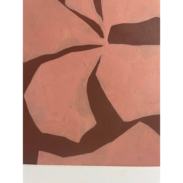 Abstract minimalist acrylic painting on French hand crafted cotton paper. Framed in a gold frame. All works on paper are...