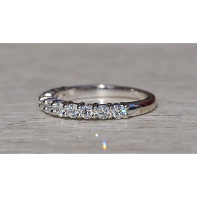 The Belarose: Ladies 14K White Gold Shared Prong Diamond Wedding Band For Sale - Image 4 of 10