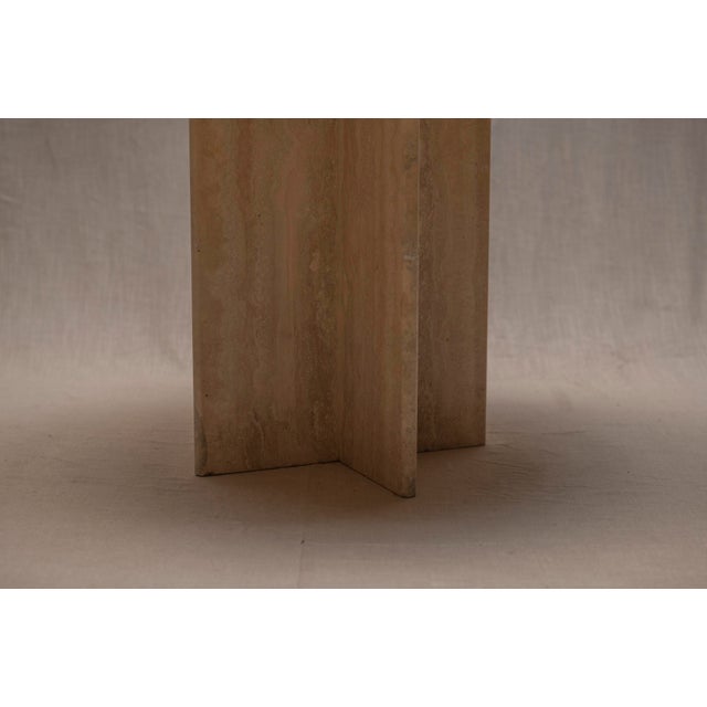 Beige Round Travertine Side Table, Italy, 1970s For Sale - Image 8 of 15