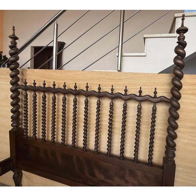 19th Century Baroque Queen Bed, Original Four Solomonic Poster Lisbon Bed For Sale - Image 11 of 18