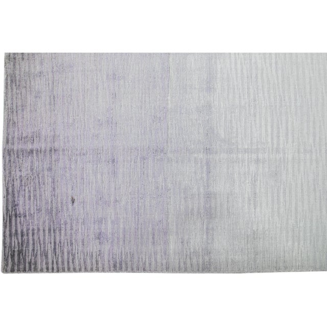 2010s Handmade Modern Wool & Silk Rug With Gray-Silver Abstract Motif For Sale - Image 4 of 7