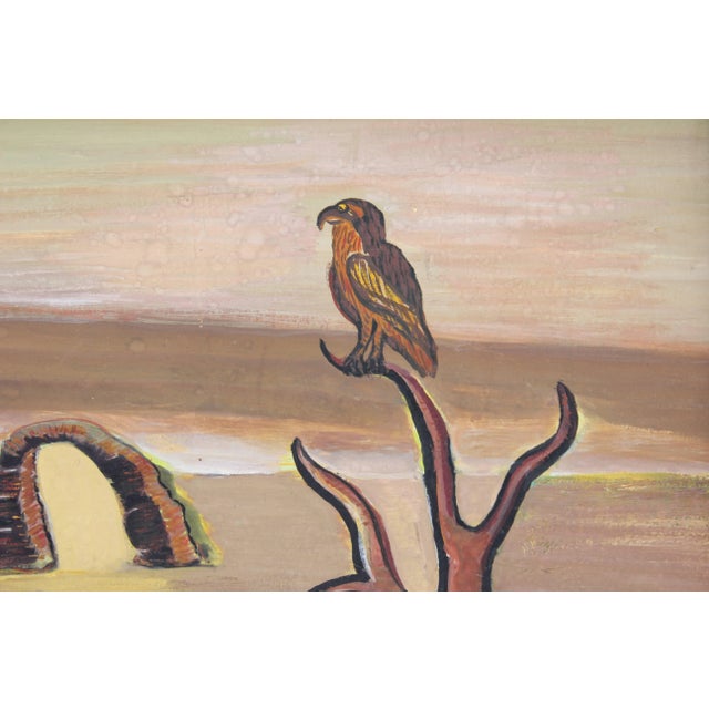 Surrealism "The Long Road", Surreal Desert Landscape Painting 1950s For Sale - Image 3 of 10