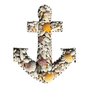 Handcrafted Natural Coastal Sea Shell Encrusted Anchor Wall Hanging