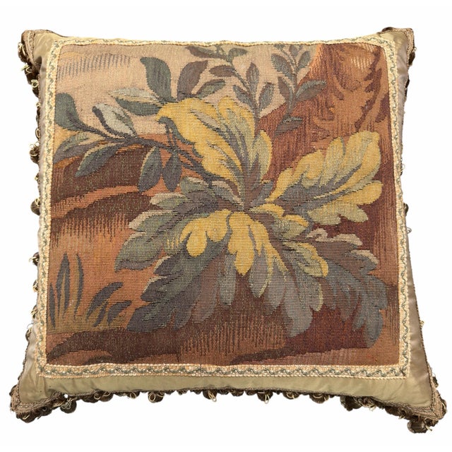 2000 - 2009 French Aubusson Tapestry & Silk Down Designer Pillow For Sale - Image 5 of 5