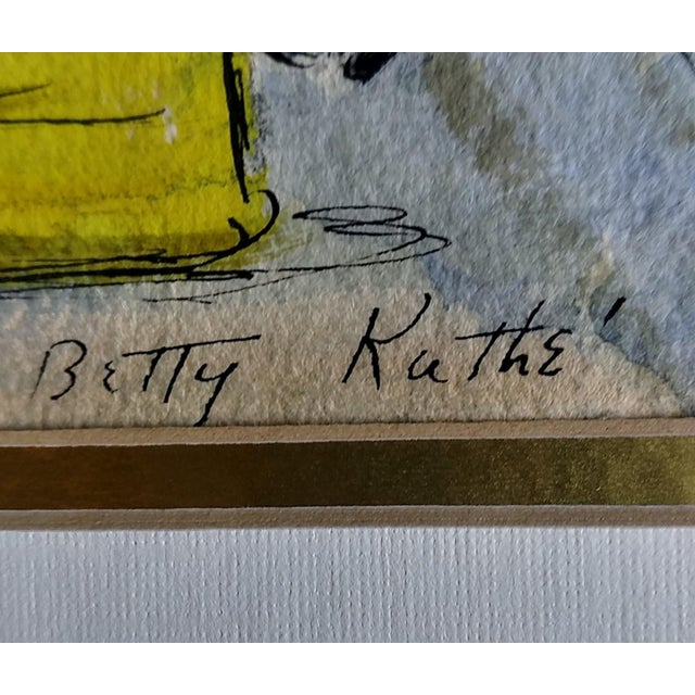 Betty Kathe' Original Watercolor Christmas at Moma Children's Art Class 1950s For Sale - Image 4 of 5
