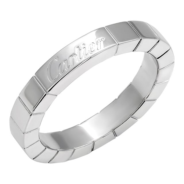 Vintage Vintage 3.25 MM Maillon Panthere Ring 18 Karat White Gold Size 5.75 For Sale