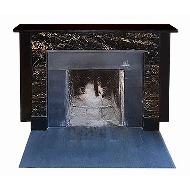 Traditional Antique Mantel Black and Portoro Marble For Sale - Image 3 of 9