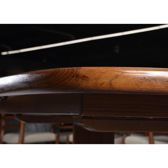 Expanding Danish Teak Oval Trestle Leg Dining Table by Rasmus For Sale - Image 16 of 17