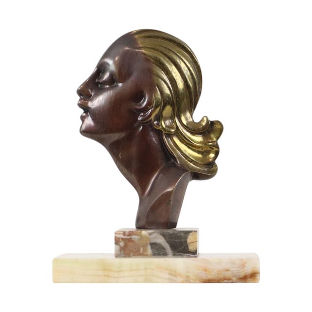 Bronze Art Deco Sculpture of a Woman on Marble, 1930s For Sale - Image 16 of 16