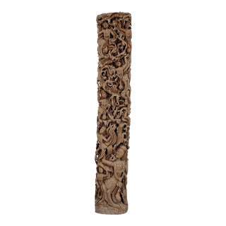 Large Thai Hand-Carved Wood Architectural Panel, Circa 2005 For Sale
