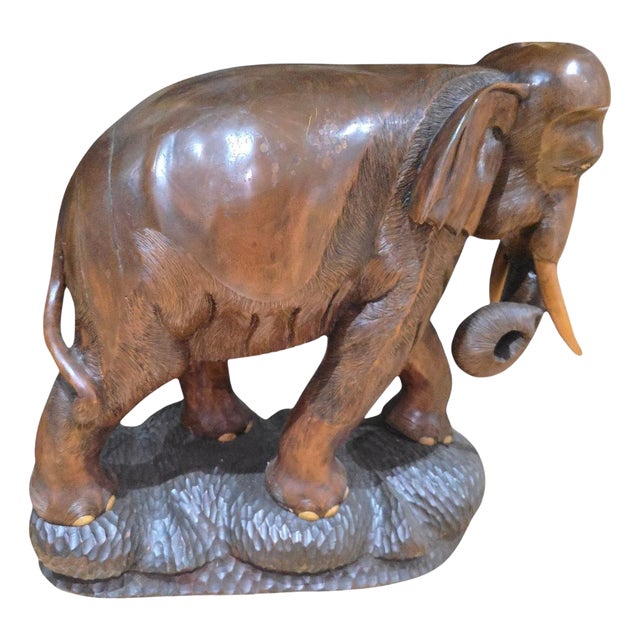 Large Wood Elephant, 1950s For Sale
