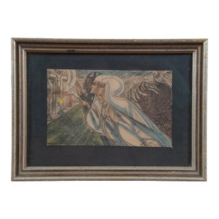 Antique Jan Toorop Alleen De Christus Kan Alles Redden Lithograph Postcard Print For Sale