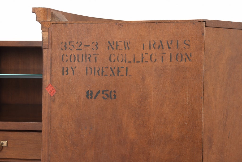 1950s Vintage Drexel New Travis Court Bow-Front Corner China Cabinet — view 8