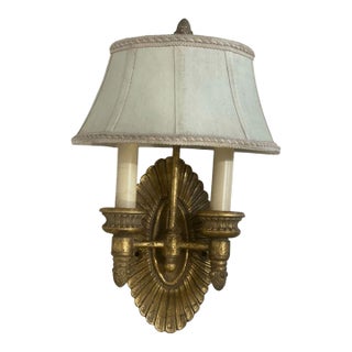 Vintage Murray Feiss Empire Style Double-Arm Wall Candle Sconce Lights With Shad For Sale