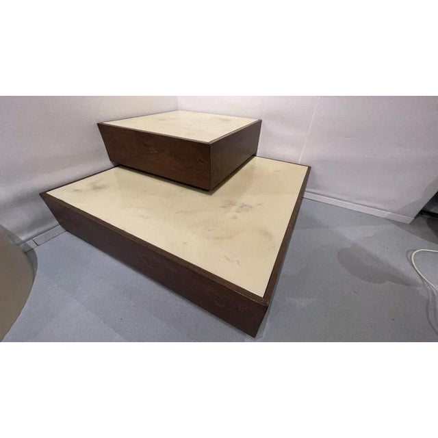 Set of 2 coffee tables (living room tables) made by the belgian artist jef verbrak around 1970. With a modernist design,...