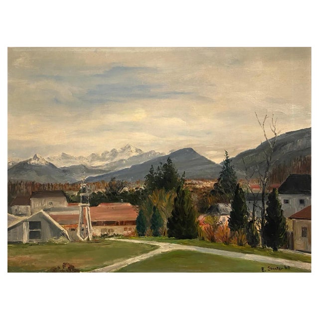 Ernst Suter, Mountains, Oil on Canvas, 1960s For Sale