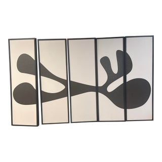 Organic Modern Black and Whitee Artwork Set - 5 pcs For Sale