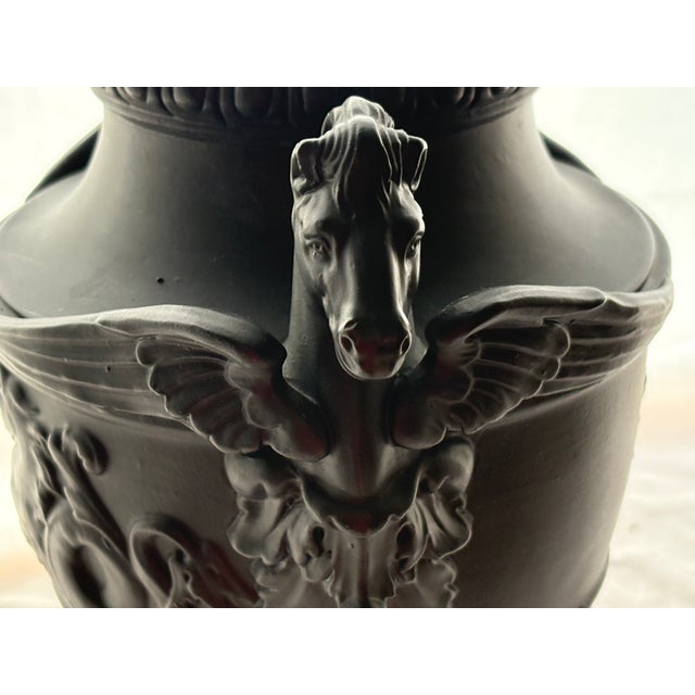 Wedgwood Late 19th Century Bassalt Horse Head Handled Urn For Sale - Image 4 of 15