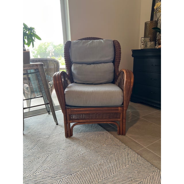 Vintage Mid-Century Bielecky Brothers, Rattan, and Wicker Wingback Lounge Chair For Sale - Image 15 of 15