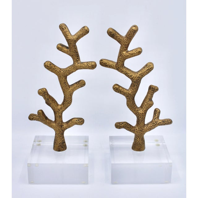 Vintage Coastal Mid Century Modern Metal Coral Reef Bookends / Mantle Decorations For Sale In Tulsa - Image 6 of 11