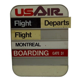 Vintage US Air Airlines Arrivals / Departures / Boarding Gate Sign Circa 1960 For Sale