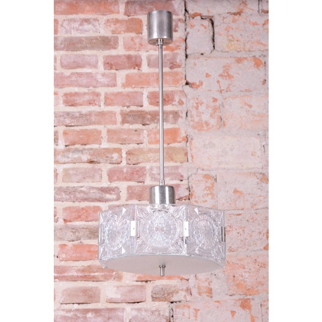 1950s Mid-Century Czech Chrome Pendant Light attributed to Kamenický Šenov, 1950s For Sale - Image 5 of 13