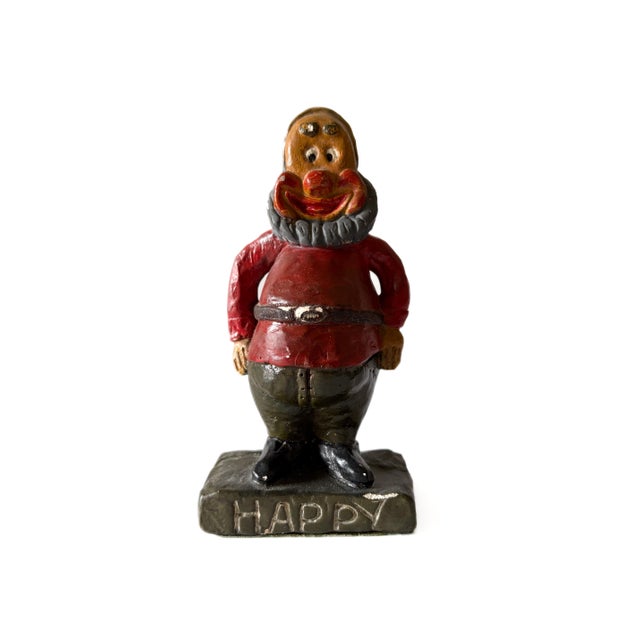 Vintage 1940s Snow White & the Seven Dwarfs Chalkware Figures Grumpy, Happy & Sneezy For Sale - Image 9 of 12
