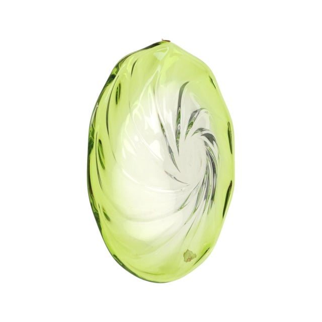 Green Large Crystal Fruit Bowl from Val Saint Lambert, 1950s For Sale - Image 8 of 14